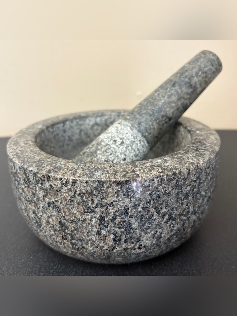 Granite Mortar and Pestle, Heavy set weighs 7.5lbs - Mortar 6.5”D x 3”T